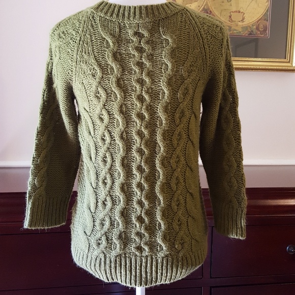 J. Crew Merino and Alpaca Chunky Knit Army Green M - Picture 3 of 5